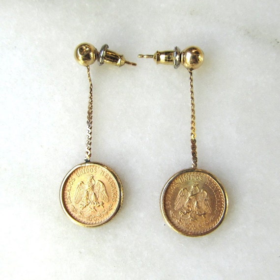 Susan Shaw Gold Hoop w/ Coin Charm Earrings