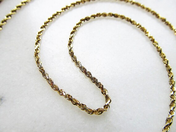 Vintage 14K Yellow Gold 1.8mm Rope Chain Necklace… - image 4