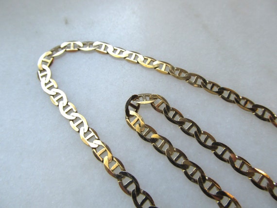 Vintage 10K Solid Yellow Gold Mariner Cable Chain… - image 3