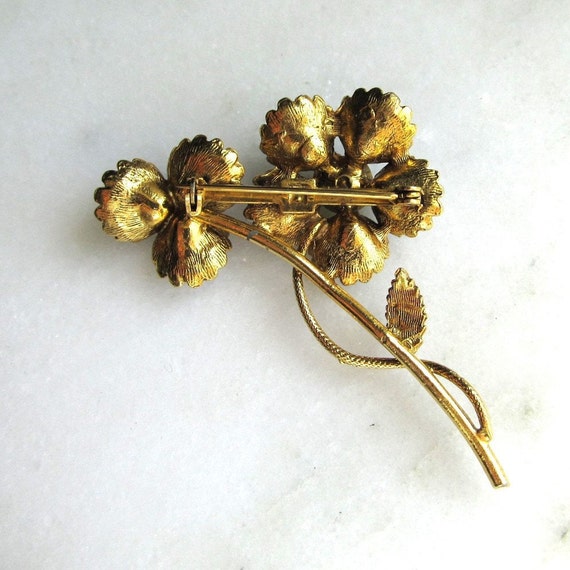 Vintage Rivoli Crystal Floral Brooch & Earrings S… - image 6