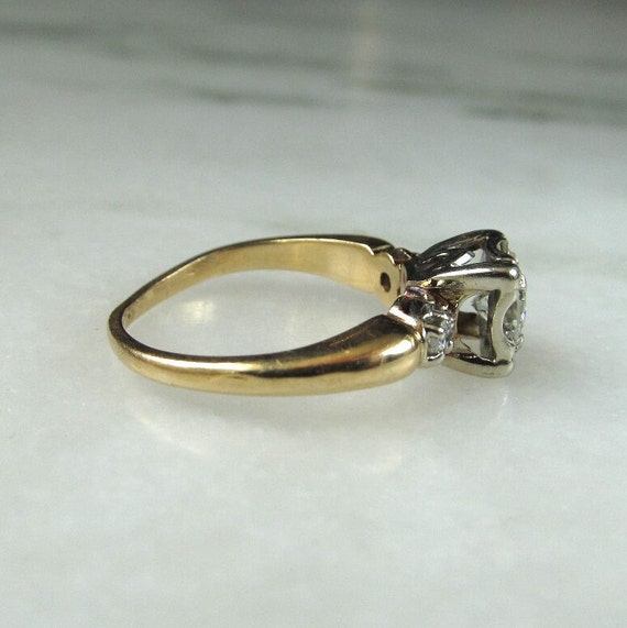 Vintage 14K Two Toned Diamond Engagement Ring Sz … - image 6