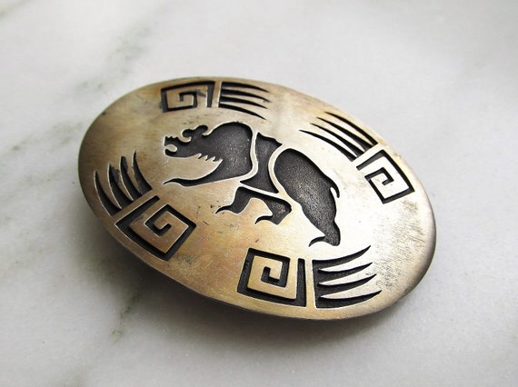 Estate Vintage Hopi Overlay Bear Sterling Silver … - image 3