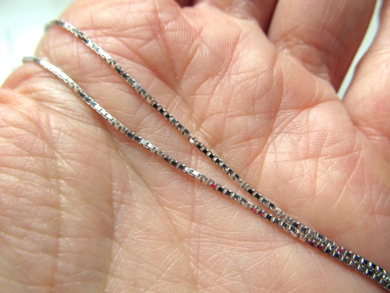 Vintage 10K White Gold 1mm Box Chain Necklace ETC… - image 6