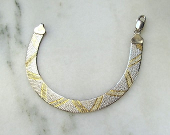 Vintage Milor Italy 925 Sterling Silver Gold Vermeil Chain Bracelet ETC9172