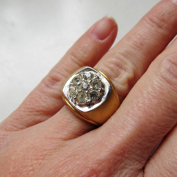 Vintage 18KT HGE Mens Rhinestone Ring Sz 7 ETC5842 Etsy Sweden