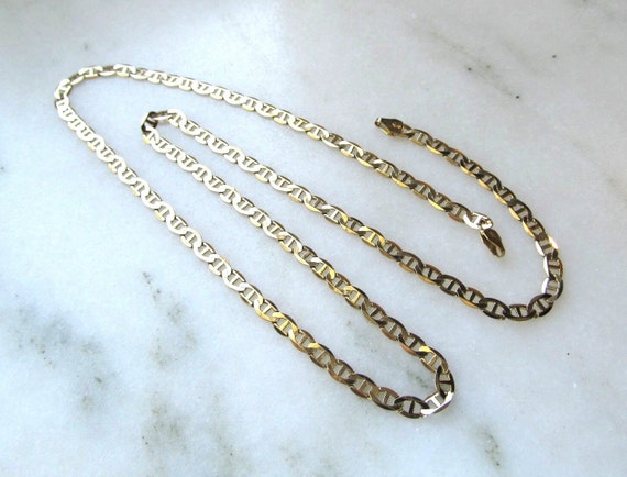Vintage 10K Solid Yellow Gold Mariner Cable Chain… - image 1