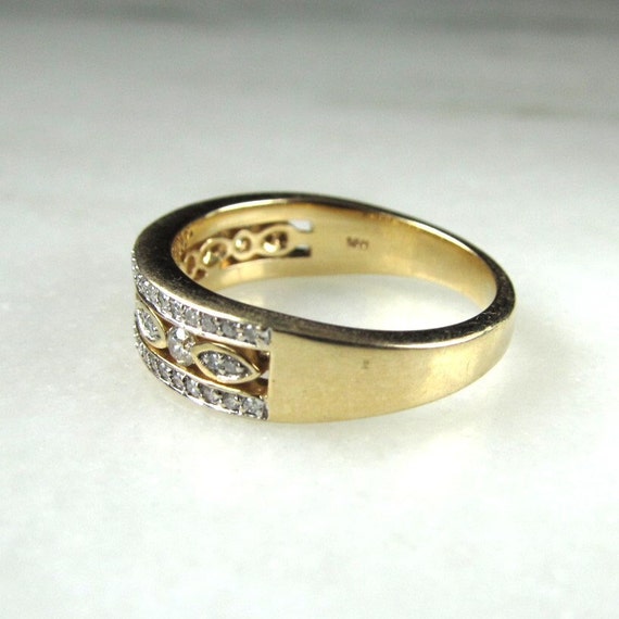 Vintage 14K Yellow & White Gold Ladies Diamond Ba… - image 3