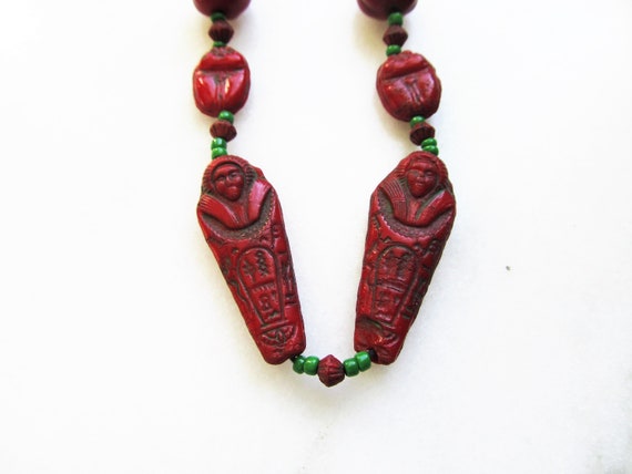 Art Deco Czech Glass Egyptian Revival Mummy Choke… - image 2