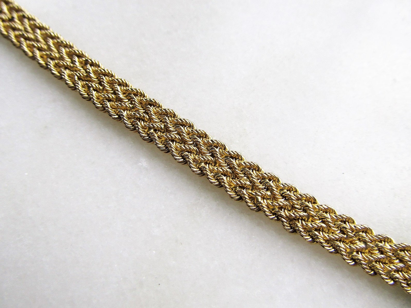 Vintage 10K Yellow Gold Woven Chain Collar Necklace by Aurafin Etsy