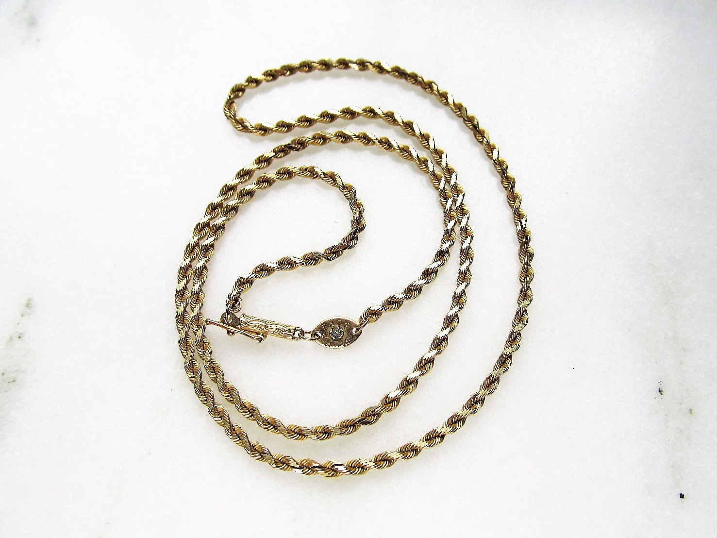 Vintage 14K Yellow Gold Silk Rope Brand Solid Rope Bracelet 7