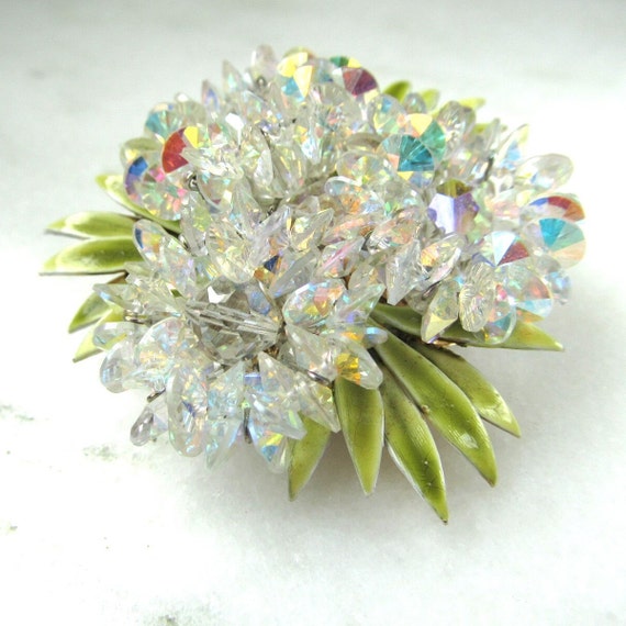 Vintage Vendome AB Crystal Flower Cluster Brooch … - image 2