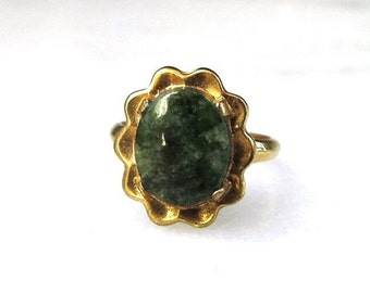 vintage Bague pour femme en argent sterling et jade rempli d'or 10 carats Clark & Coombs, taille 3,75 ETC7664