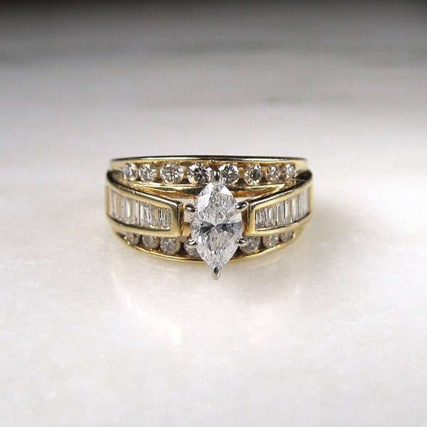 Vintage 14K Yellow Gold ZEI Diamond Engagement Wedding Ring 1.49tcw ETC7411