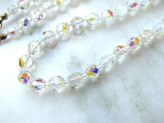 Vintage Aurora Borealis Round Crystal Bead Neckla… - image 2