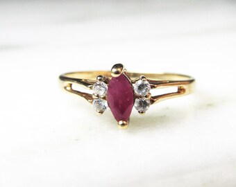 10K Yellow Gold Diamond Ruby Ladies Ring