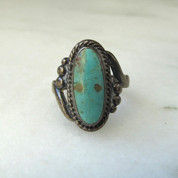 Vintage Bell Sterling Navajo Sterling Silver Turquoise Ring ETC9180