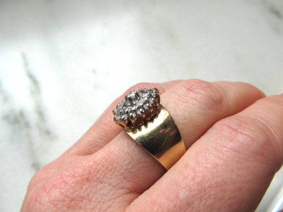 Vintage 10K Gold Ladies Diamond Cluster Ring .46T… - image 8