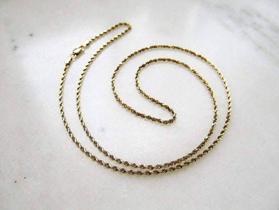 Vintage 14K Yellow Gold 1.8mm Rope Chain Necklace… - image 2