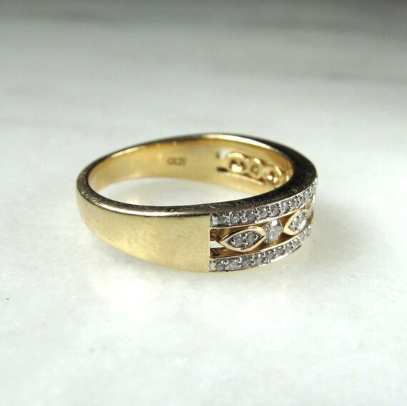 Vintage 14K Yellow & White Gold Ladies Diamond Ba… - image 6