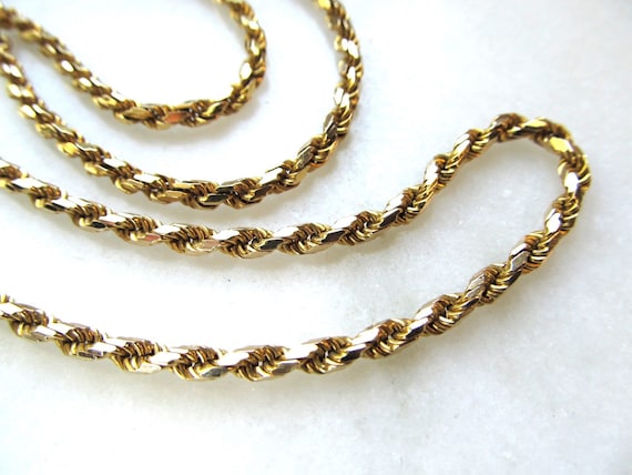 Vintage Heavy Solid 14K Yellow Gold Rope Chain Ne… - image 2