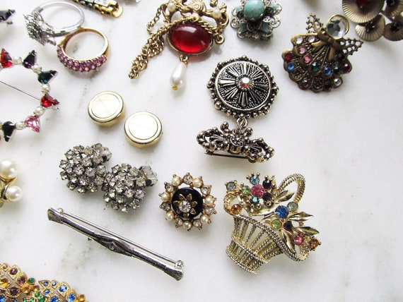 Vintage Rhinestone Costume Jewelry Lot Sterling D… - image 3