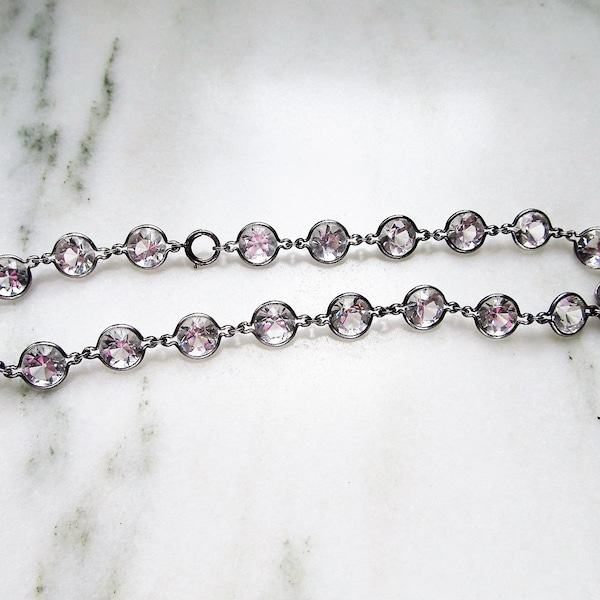 Estate Art Deco Crystal Sterling Silver Choker Necklace ETC3726