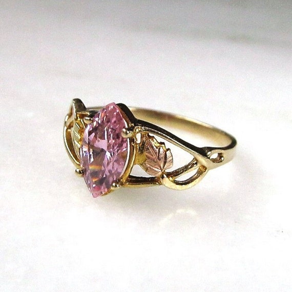Black hills gold ring cheap with pink stone
