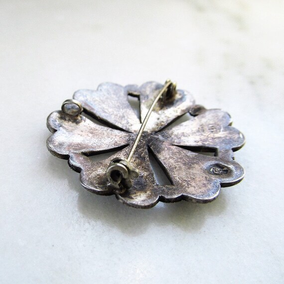Vintage Mexico 925 Silver Abalone Pinwheel Brooch… - image 9