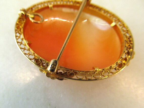 Antique 10K Yellow Gold Filigree Carved Shell Cam… - image 7