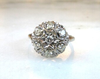 Vintage 14K White Gold Diamond Cluster Ring Size 7 ETC8503