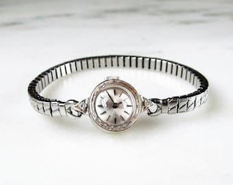 Vintage 14K White Gold Ladies Eterna Diamond Wrist Watch 17 Jewel ETC4846