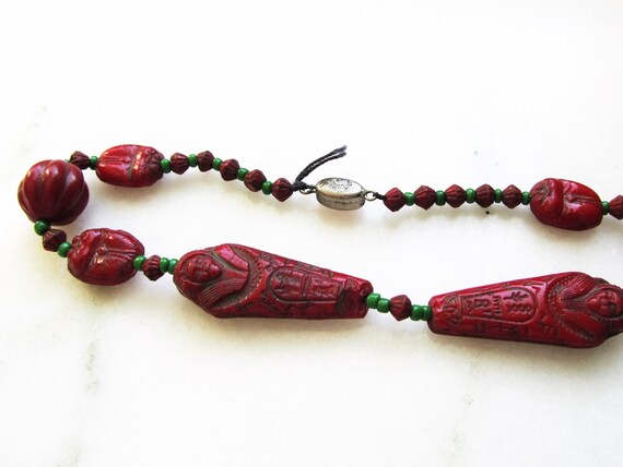 Art Deco Czech Glass Egyptian Revival Mummy Choke… - image 6