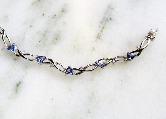 Vintage 14K White Gold Diamond Tanzanite Ladies T… - image 2