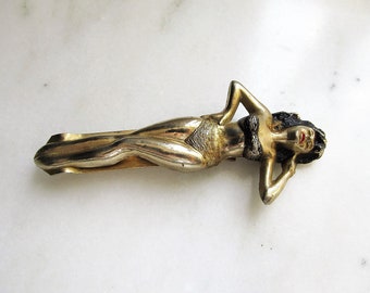 Vintage Pin-Up Girl Painted Gold Tone Bottle Opener ETC6548