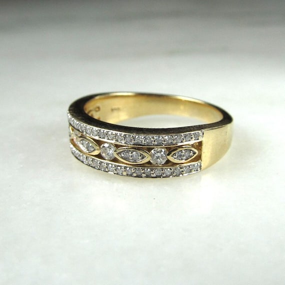 Vintage 14K Yellow & White Gold Ladies Diamond Ba… - image 2