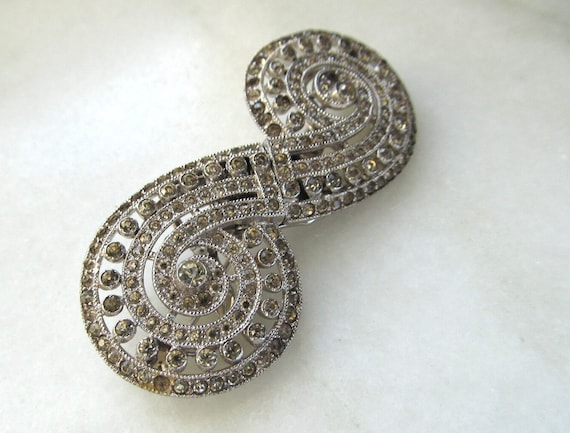 Vintage Coro Duette Rhinestone Fur Clip Brooch Pi… - image 3