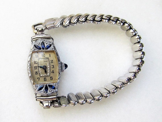 Bulova 14K Sapphire 15 Jewel Womens Vintage Wrist… - image 4