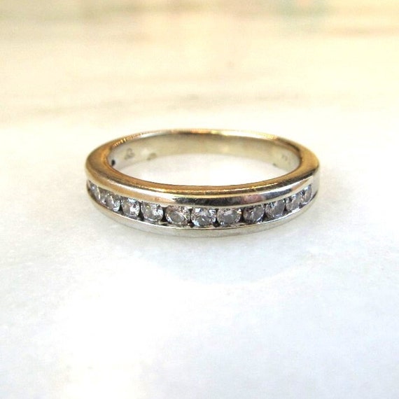 Vintage 14K White Gold Ladies Diamond Wedding or … - image 1