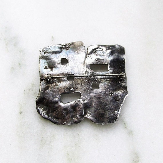 Vintage Hand Crafted Custome Sterling Silver Broo… - image 3