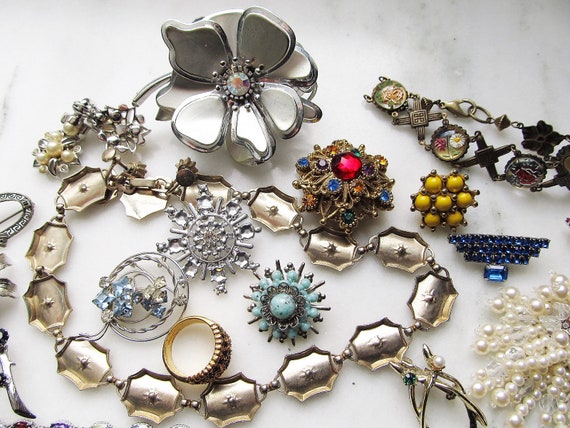 Vintage Rhinestone Costume Jewelry Lot Sterling D… - image 5