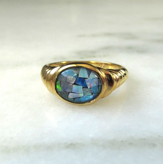 Vintage 10k gold opal ring discount