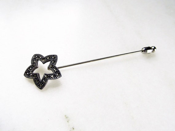 Vintage Sterling Marcasite Star Stick Hat Pin by J
