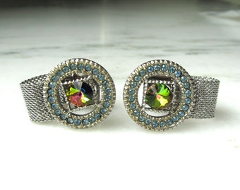Gemelos de malla redonda con diamantes de imitación de cristal Rivoli vintage ETC9512