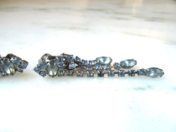 Vintage Pale Blue Rhinestone Necklace w/ Matching… - image 9