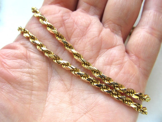 Vintage Heavy Solid 14K Yellow Gold Rope Chain Ne… - image 6