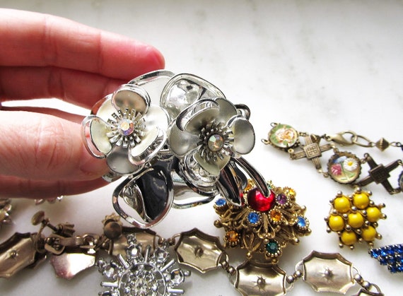 Vintage Rhinestone Costume Jewelry Lot Sterling D… - image 9