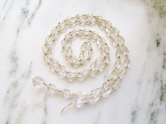 Vintage Art Deco Faceted Clear Glass Beaded Neckl… - image 1