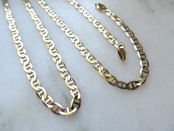 Vintage 10K Solid Yellow Gold Mariner Cable Chain… - image 2