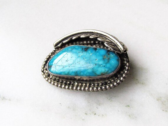 Navajo Large Spiderweb Turquoise & Sterling Silve… - image 6