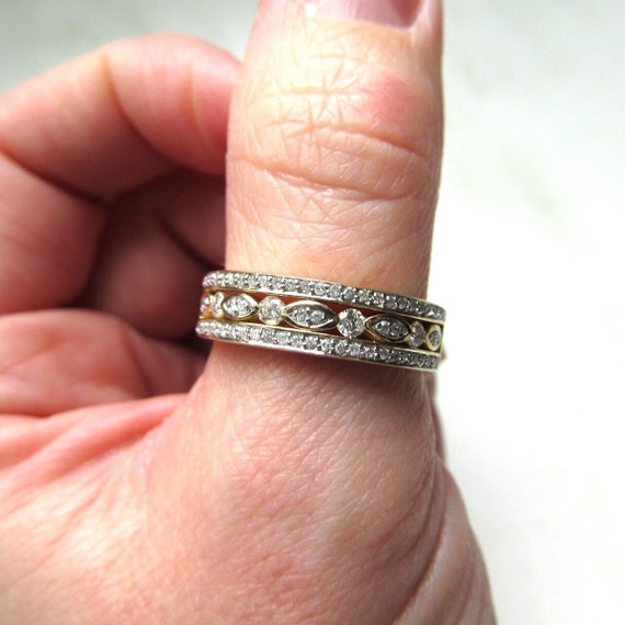 Vintage 14K Yellow & White Gold Ladies Diamond Ba… - image 9